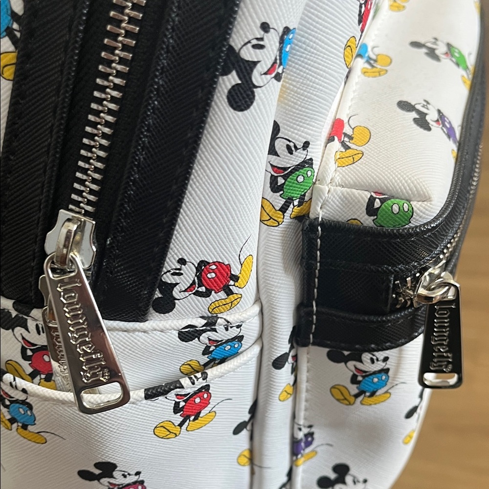 Loungefly White Mini Backpack with Colorful Mickey Print - Picture 3 of 7